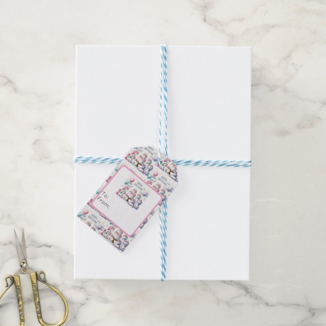 Happy Birthday Unicorn Themed Geschenkanhänger (Mit Garn)