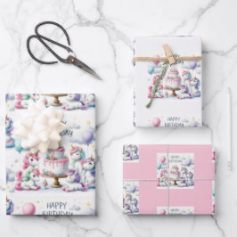 Happy Birthday Unicorn Themed Geschenkpapier Set