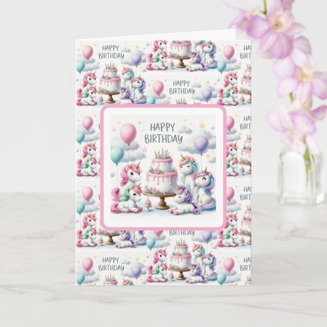 Happy Birthday Unicorn Themed Karte (Orchidee)