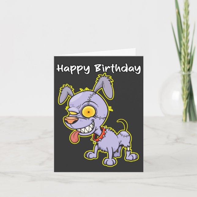 Happy Birthday Untot Zombie Dog Illustration Karte (Vorderseite)