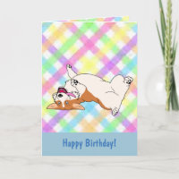 Happy Birthday Upside Down Corgi Cartoon