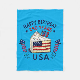 Happy Birthday USA 250 Jahre Patriotische Feier Fleecedecke