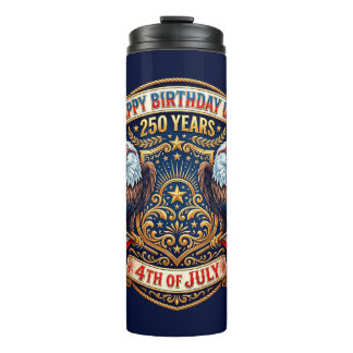 Happy Birthday USA 250 Years | Patriotic Eagles Thermosbecher