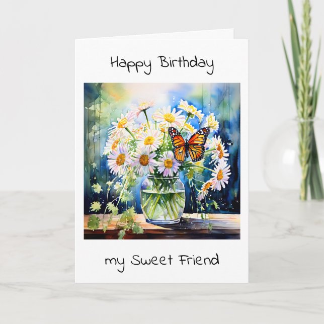 Happy Birthday | Vase of Daisies Karte (Vorderseite)