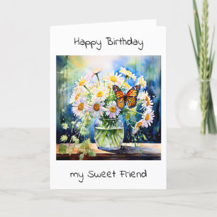 Happy Birthday Vase of Daisies Karte