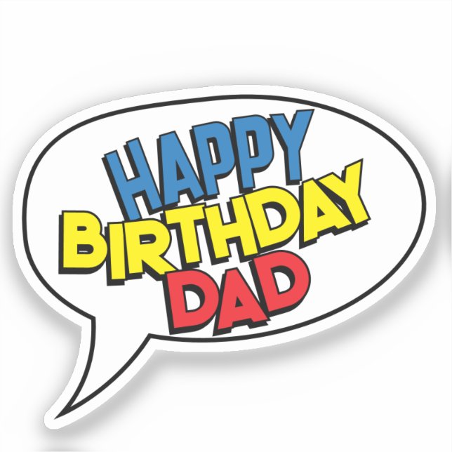 HAPPY BIRTHDAY VATER Comic Buch Pop Kunst individu Aufkleber (Vorderseite)