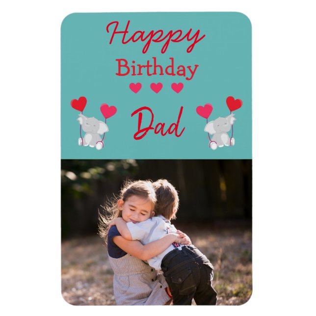 Happy Birthday Vater Elephant Foto Magnet (Vertikal)