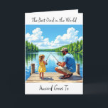 Happy Birthday Vater | Father Fishing mit Tochter Karte<br><div class="desc">Eine sentimental Happy Birthday Karte für Papa. Eine hübsche Abbildung eines Vaters, der mit seiner Tochter vor einem Pier auf einem See angeln möchte.</div>
