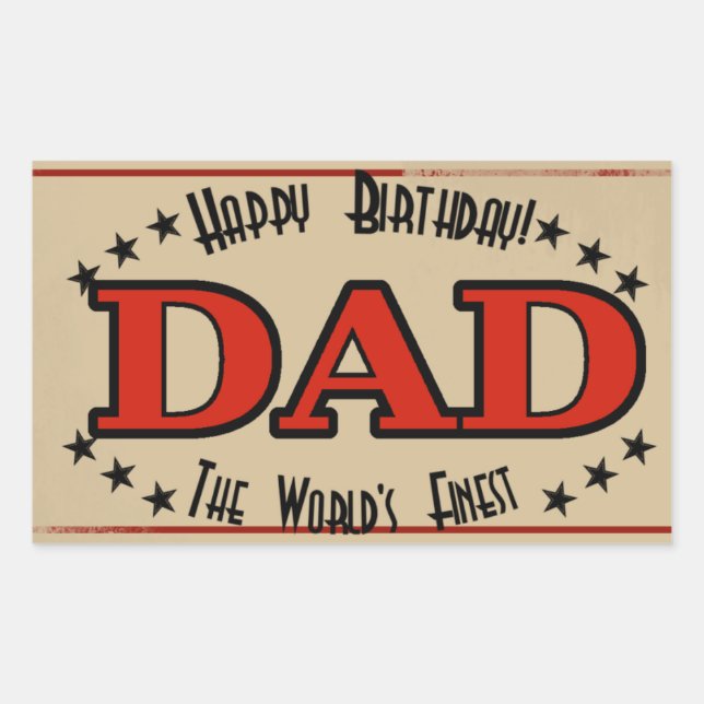 Happy Birthday Vater Label Rechteckiger Aufkleber (Vorderseite)
