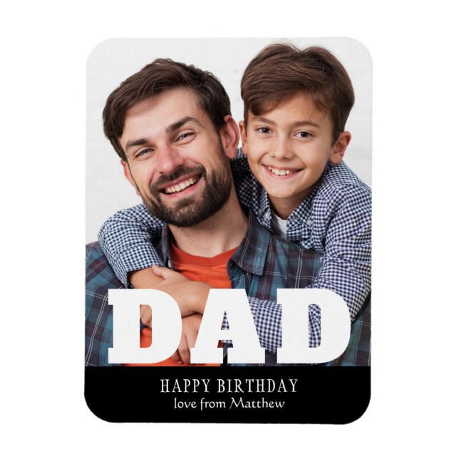 Happy Birthday Vater Modernes Personalisiertes Fot Magnet (Vertikal)