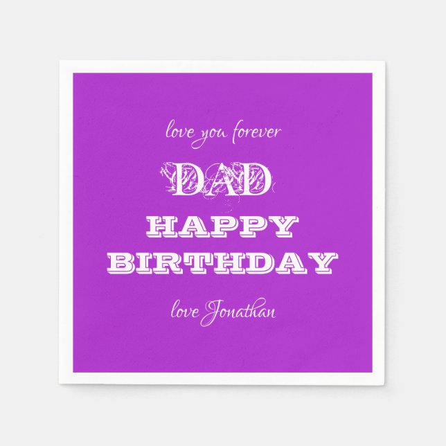 Happy Birthday Vater Personalisiert Modernes Niedl Serviette (Vorderseite)
