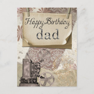 Happy Birthday Vater Retro Postkarte