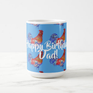 Happy Birthday Vater Rooster Name Tasse