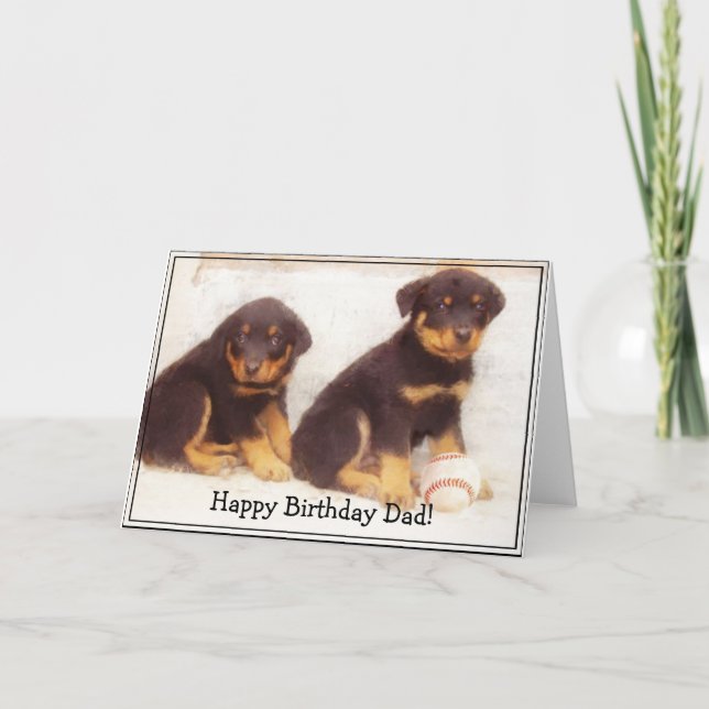 Happy Birthday Vater Rottweiler Grußkarte Karte (Vorderseite)
