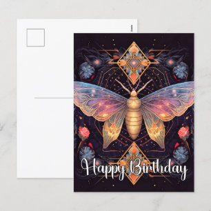 Happy Birthday Vibrant Butterfly Design Feiertagspostkarte