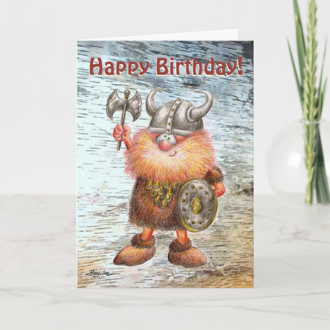 Happy Birthday Viking Geburtstagskarte Karte (Vorderseite)