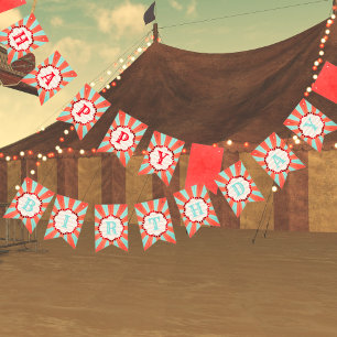 Happy Birthday Vintag Circus Wimpelkette