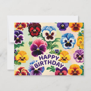 Happy Birthday Vintag Pansy Blume Postkarte