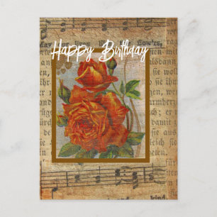 Happy Birthday Vintag Rose Collage Postkarte