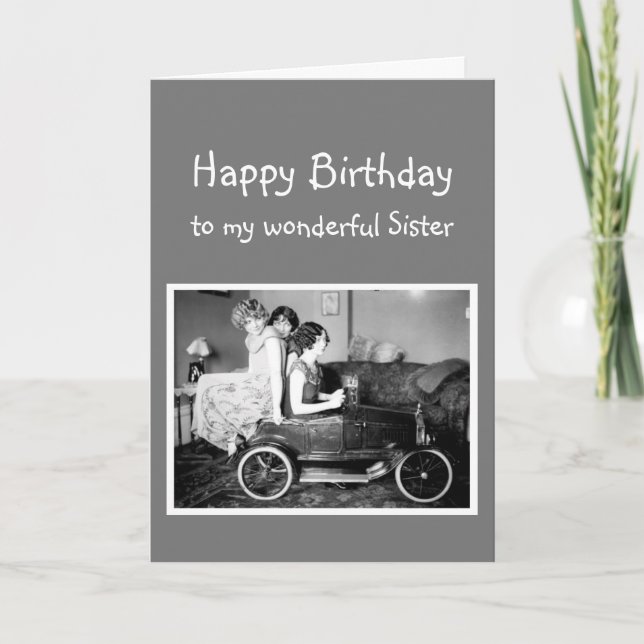 Happy Birthday Vintag Sisters Liebe Karte (Vorderseite)