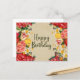 Happy Birthday Vintag Spring Blumen Postkarte (Vorderseite/Rückseite Beispiel)