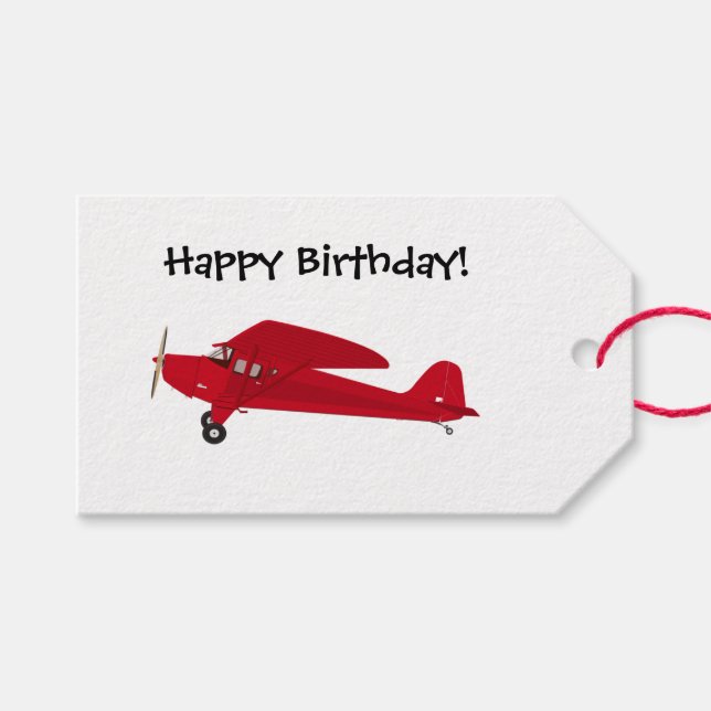 Happy Birthday Vintagen Flugzeug Geschenktasten Geschenkanhänger (Vorderseite (Horizontal))