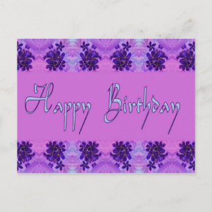 Happy Birthday violette Blumen Postkarte