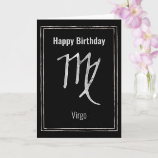 Happy Birthday Virgo zodiac Astrologie Silberkarte Karte