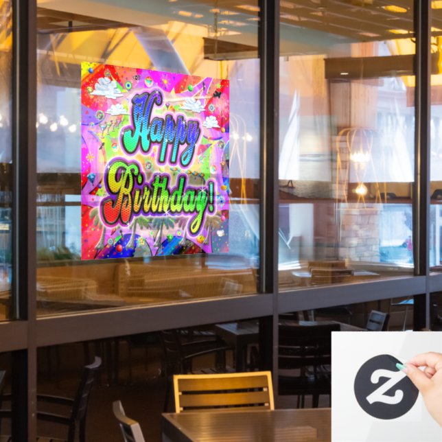 Happy Birthday Vista Express-Fensterheber Fensteraufkleber (Restaurantfenster)