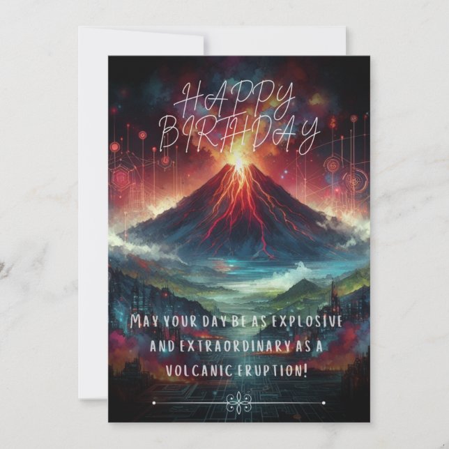 Happy Birthday Volcano Flat Card Karte (Vorderseite)