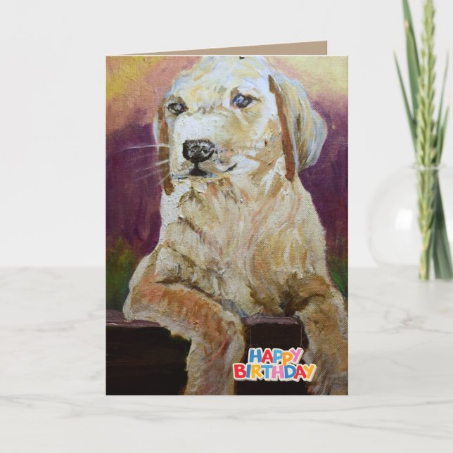 Happy Birthday vom Hund Karte (Vorderseite)