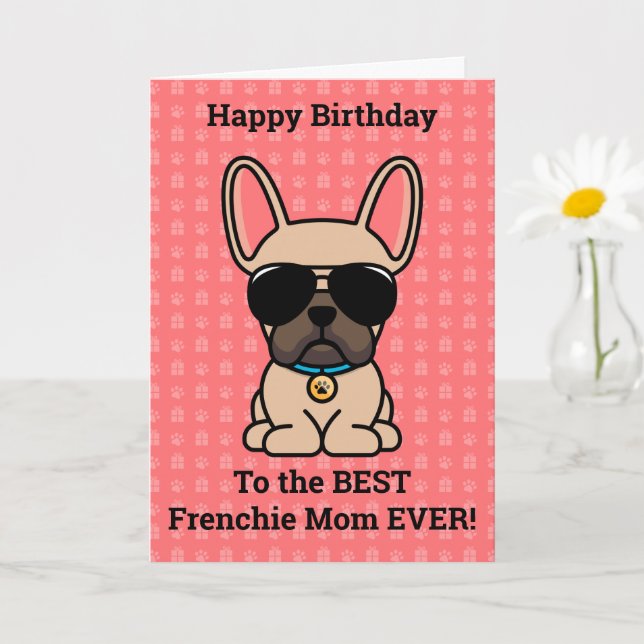 Happy Birthday von Hund Light Fawn Französischer B Karte (Kleine Pflanze)