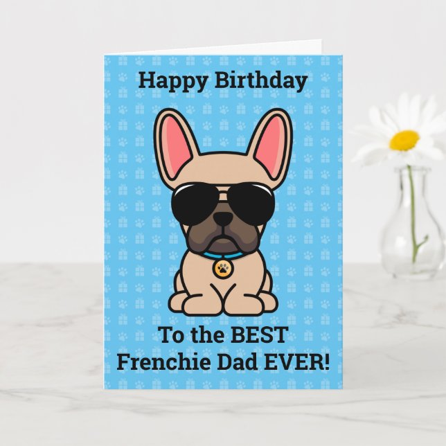 Happy Birthday von Hund Light Fawn Französischer B Karte (Kleine Pflanze)