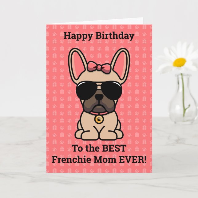 Happy Birthday von Hund Light Fawn Französischer B Karte (Kleine Pflanze)