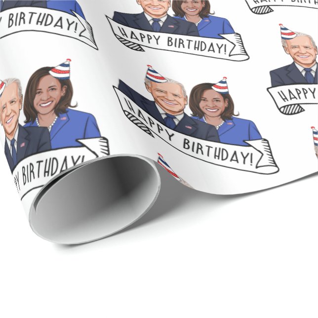 Happy Birthday von Joe und Kamala Geschenkpapier (Rolleneckpunkt)
