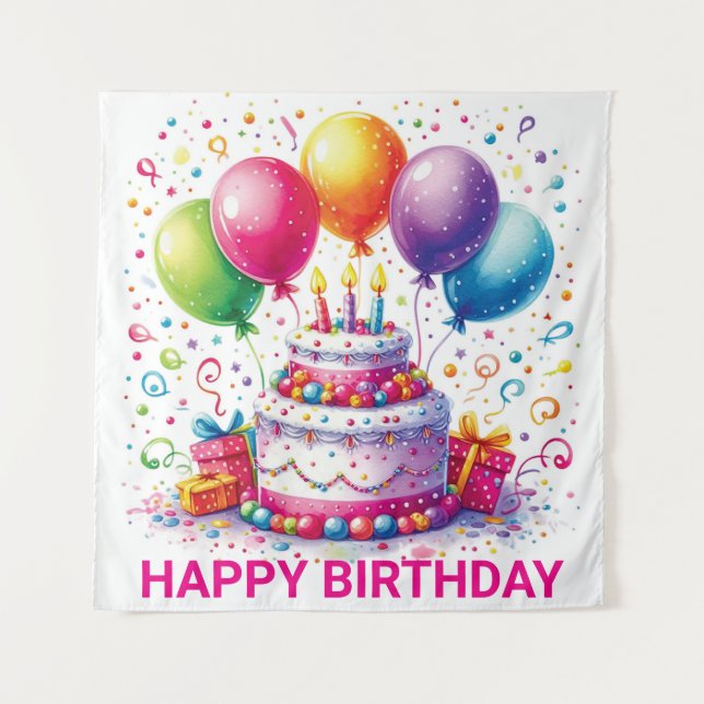 Happy Birthday Wandteppich (Vorderseite)