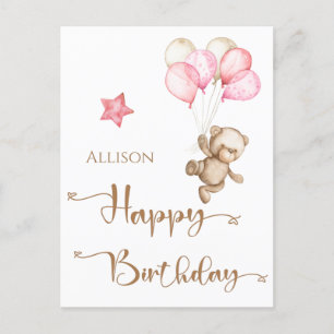 Happy Birthday Watercolor Ballons Postcard Postkarte