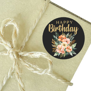 Happy Birthday Watercolor Blume Sticker