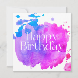 Happy Birthday Watercolor Card Karte
