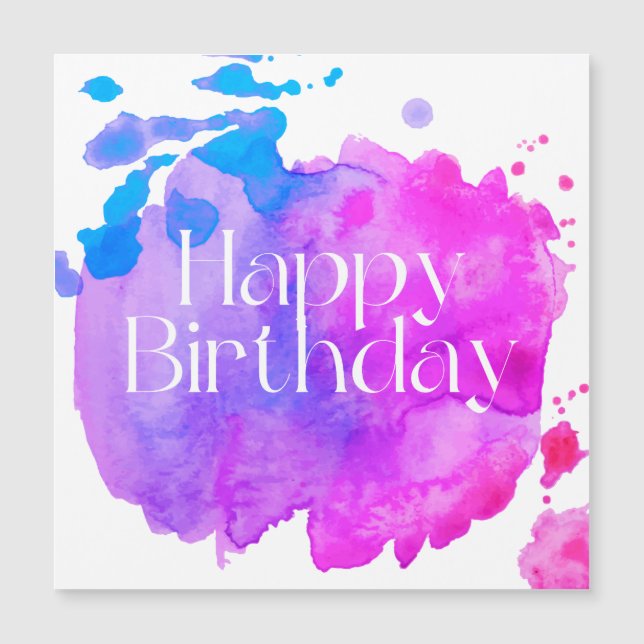 Happy Birthday Watercolor Card Magneteinladung (Vorderseite)