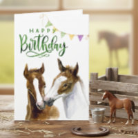 Happy Birthday Watercolor Colt Horse