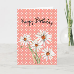 Happy Birthday Watercolor Daisy Karte