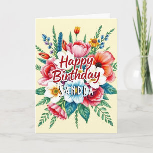 Happy Birthday Watercolor Floral Bouquet Card Karte