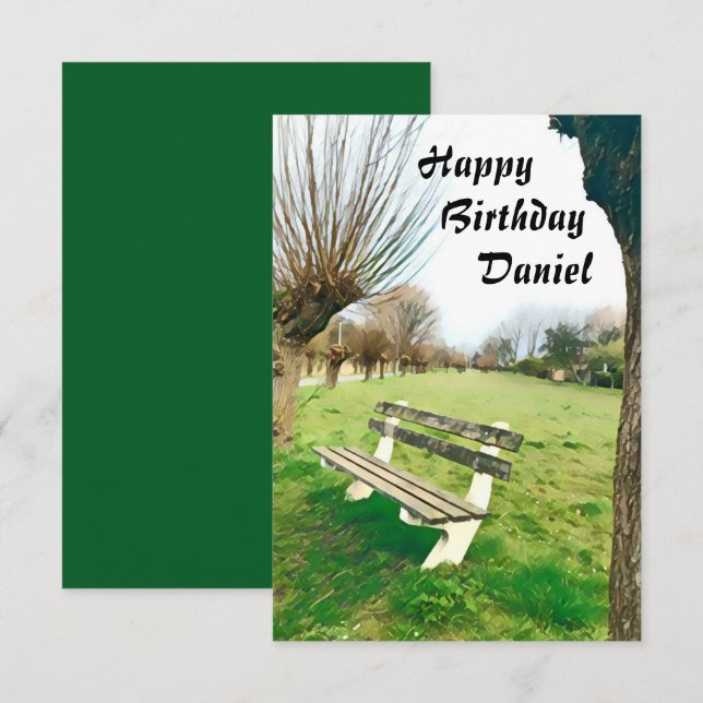 Happy Birthday Watercolor Garden Bench für ihn (Vorne/Hinten)