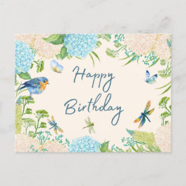 Happy Birthday Watercolor Hydrangea Blume Postkarte
