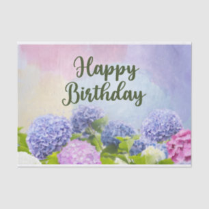 Happy Birthday Watercolor Hydrangea Blume Seidenpapier