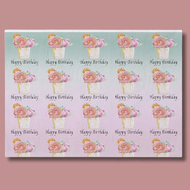 Happy Birthday Watercolor Rose Seidenpapier