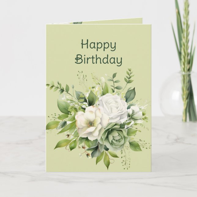 Happy Birthday Watercolor Schöne Blume Karte (Vorderseite)