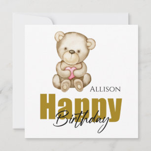 Happy Birthday Watercolor Teddy Bär Karte