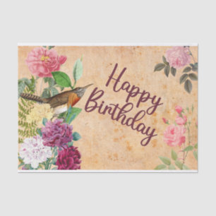 Happy Birthday Watercolor Vintage Blume Seidenpapier